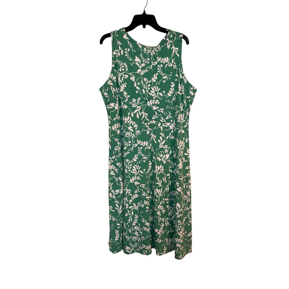 Croft & Barrow Women’s XXL Green White Floral Fit & Flare Midi Dress Sleeveless